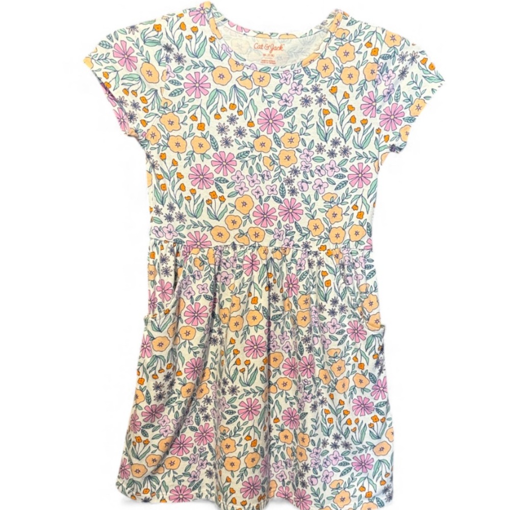 💰BOGO FREE Floral Print Dress with Pockets M 7-8